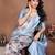 Multicolor silk blend printed saree with blouse