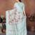 Turquoise silk blend printed saree with blouse