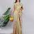 Lime polyester printed saree with blouse