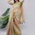 Lime polyester printed saree with blouse