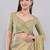 Lime polyester printed saree with blouse