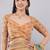 Peach polyester printed saree with blouse