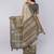 Cream polyester woven design saree with blouse