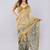 Beige polyester printed saree with blouse