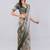 Grey polyester printed saree with blouse