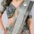 Grey polyester printed saree with blouse