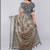 Grey polyester printed saree with blouse