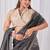Charcoal shimmer solid saree with blouse