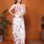 White linen printed saree with blouse