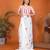 White linen printed saree with blouse