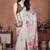 Off white linen printed saree with blouse