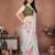Off white linen printed saree with blouse