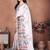 White linen printed saree with blouse