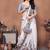 White linen printed saree with blouse