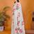 Off white linen printed saree with blouse