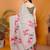 Off white linen printed saree with blouse