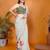 Off white linen printed saree with blouse