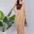 Beige blended cotton solid saree with blouse