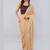 Beige blended cotton solid saree with blouse