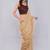 Beige blended cotton solid saree with blouse