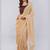 Beige blended cotton solid saree with blouse
