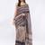 Brown linen striped saree with blouse