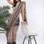 Brown linen striped saree with blouse
