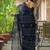 Navy blue pure georgette printed saree with blouse