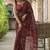 Maroon pure georgette printed saree with blouse