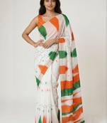 White organza striped saree with blouse