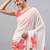 White georgette printed saree with blouse