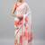 White georgette printed saree with blouse