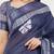 Navy blue linen printed saree with blouse