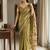 Olive polyester woven design saree with blouse