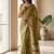 Olive polyester woven design saree with blouse