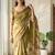 Olive polyester woven design saree with blouse
