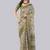 Beige polyester printed saree with blouse