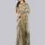 Beige polyester printed saree with blouse