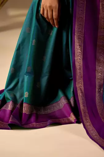 Multicolor silk blend woven design saree with blouse