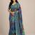 Blue chiffon printed saree with blouse