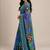 Blue chiffon printed saree with blouse