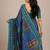 Blue chiffon printed saree with blouse