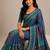 Blue chiffon printed saree with blouse