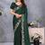 Green satin embroidered saree with blouse