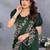 Green satin embroidered saree with blouse