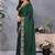 Green satin embroidered saree with blouse