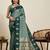 Teal silk blend woven design saree with blouse