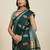 Teal silk blend woven design saree with blouse