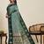 Teal silk blend woven design saree with blouse
