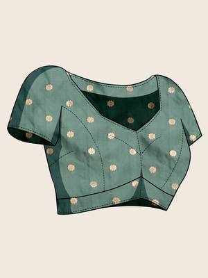 Teal silk blend woven design saree with blouse 5